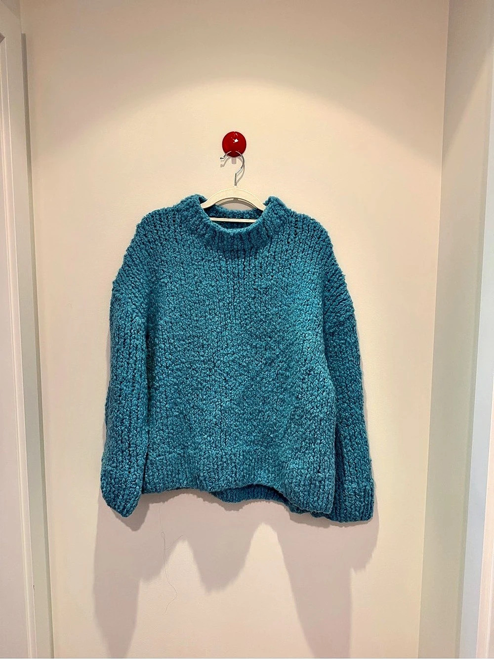 Christian Wijnants Turquoise Chunky Knit Wool Silk Cashmere Sweater